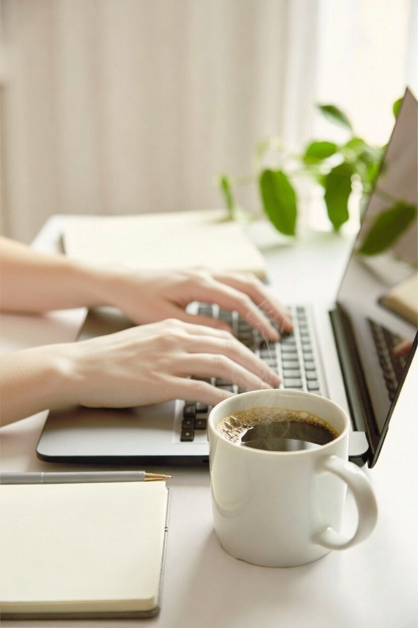 Laptop and coffee